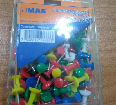 CHINCHES PIN MAE C/100 PLASTICO COLS PP-100