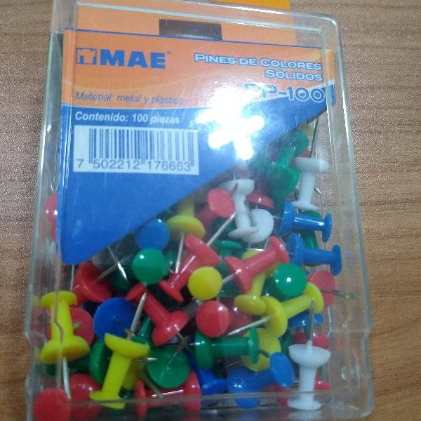 CHINCHES PIN MAE C/100 PLASTICO COLS PP-100